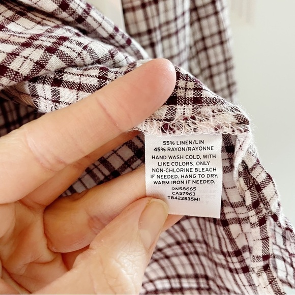 New Treasure & Bond Nordstrom Linen Blend Blouse in Wickwillow Plaid - Picture 5 of 8